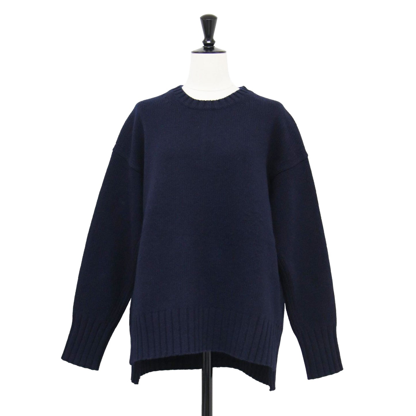 22秋冬 ラムカシミヤ クルーネック プルオーバー / ニット 長袖 ドロップショルダー スリット