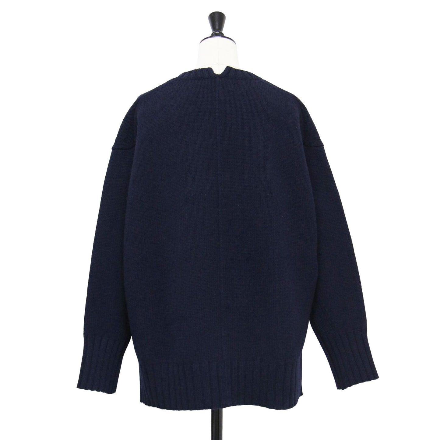 22秋冬 ラムカシミヤ クルーネック プルオーバー / ニット 長袖 ドロップショルダー スリット