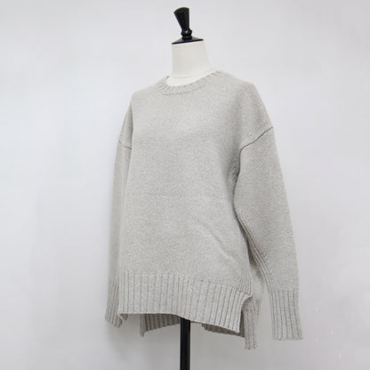 22秋冬 ラムカシミヤ クルーネック プルオーバー / ニット 長袖 クルーネック リブ スリット ウール