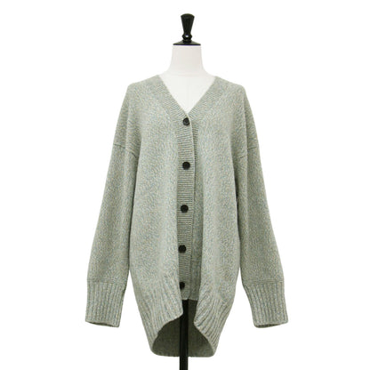 20秋冬 ジーロンラムズウール Vネック カーディガン / ニット 長袖 チュニック丈 ドロップショルダー ミドルゲージ