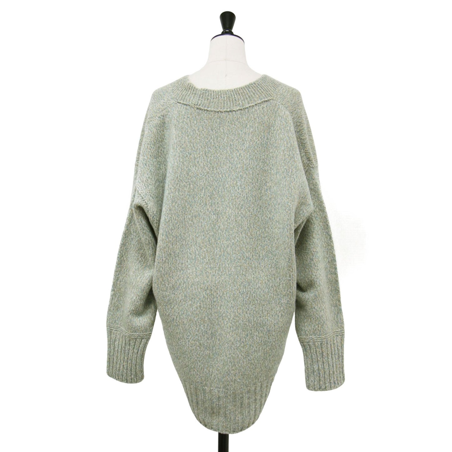 20秋冬 ジーロンラムズウール Vネック カーディガン / ニット 長袖 チュニック丈 ドロップショルダー ミドルゲージ