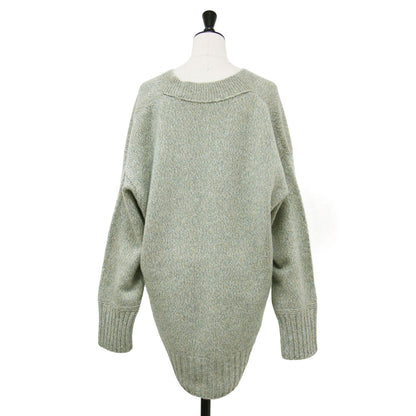 20秋冬 ジーロンラムズウール Vネック カーディガン / ニット 長袖 チュニック丈 ドロップショルダー ミドルゲージ