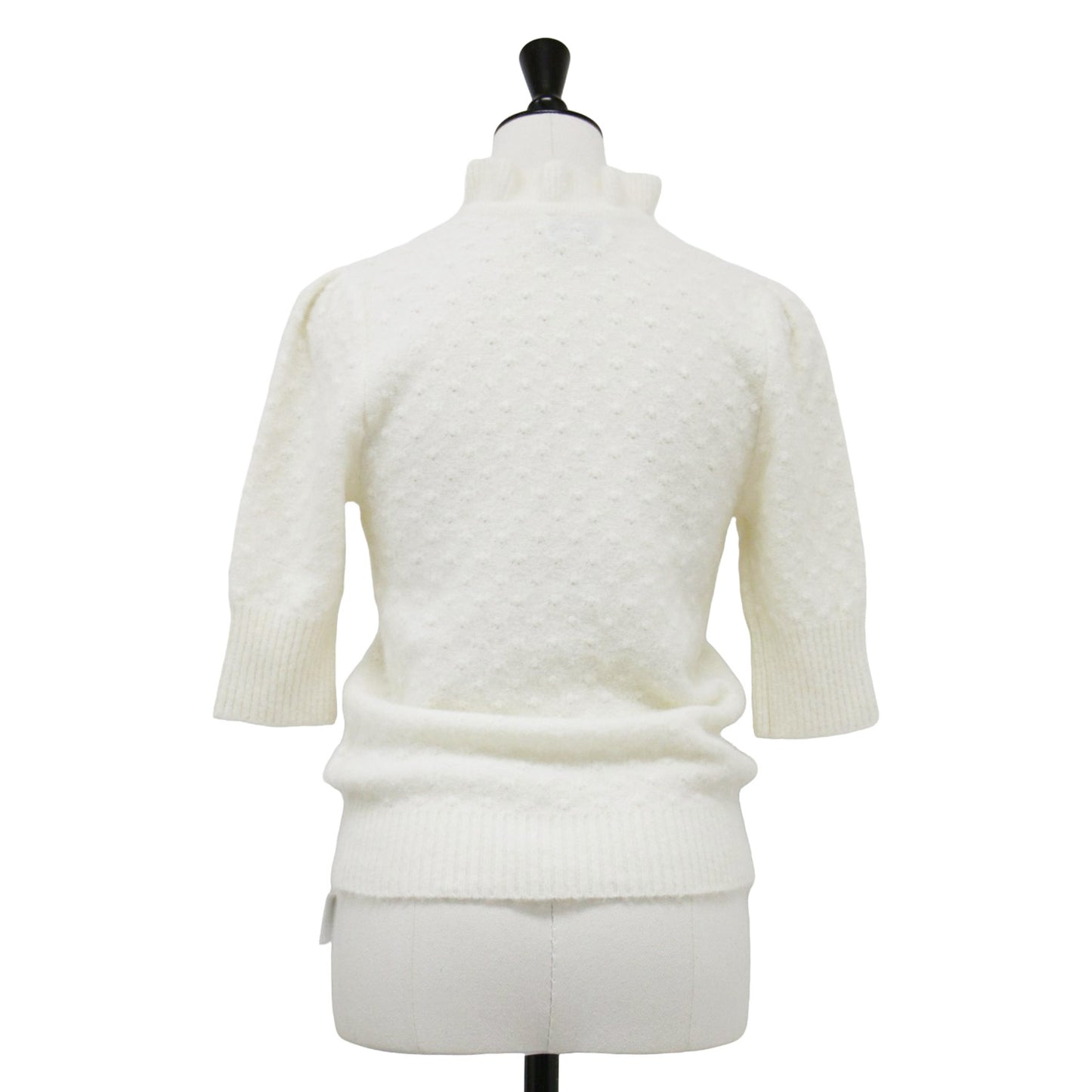 22秋冬 ハーフスリーブ フリルネック ニット / プルオーバー ハイネック リボン