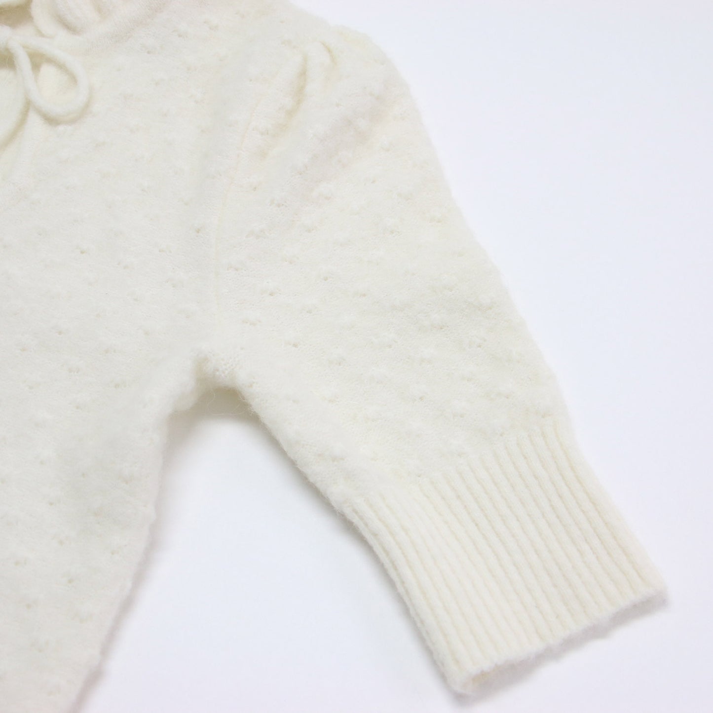 22秋冬 ハーフスリーブ フリルネック ニット / プルオーバー ハイネック リボン