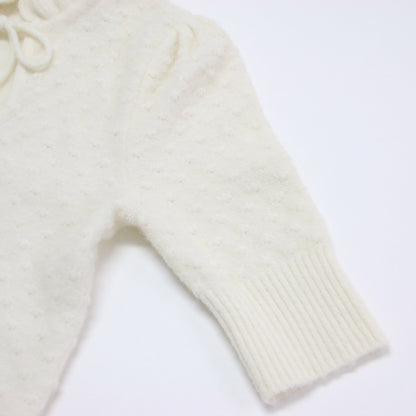 22秋冬 ハーフスリーブ フリルネック ニット / プルオーバー ハイネック リボン