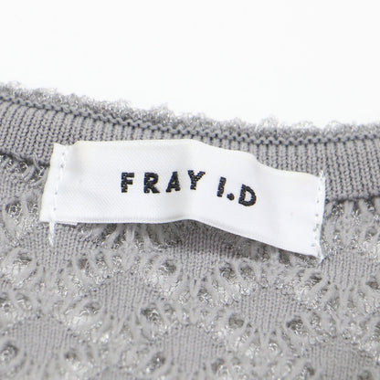 24春夏 ダブルジャガード ショートカーディガン / ニット 半袖 クルーネック リボン ラメ シアー