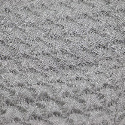 24春夏 ダブルジャガード ショートカーディガン / ニット 半袖 クルーネック リボン ラメ シアー