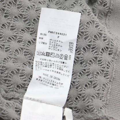 24春夏 ダブルジャガード ショートカーディガン / ニット 半袖 クルーネック リボン ラメ シアー