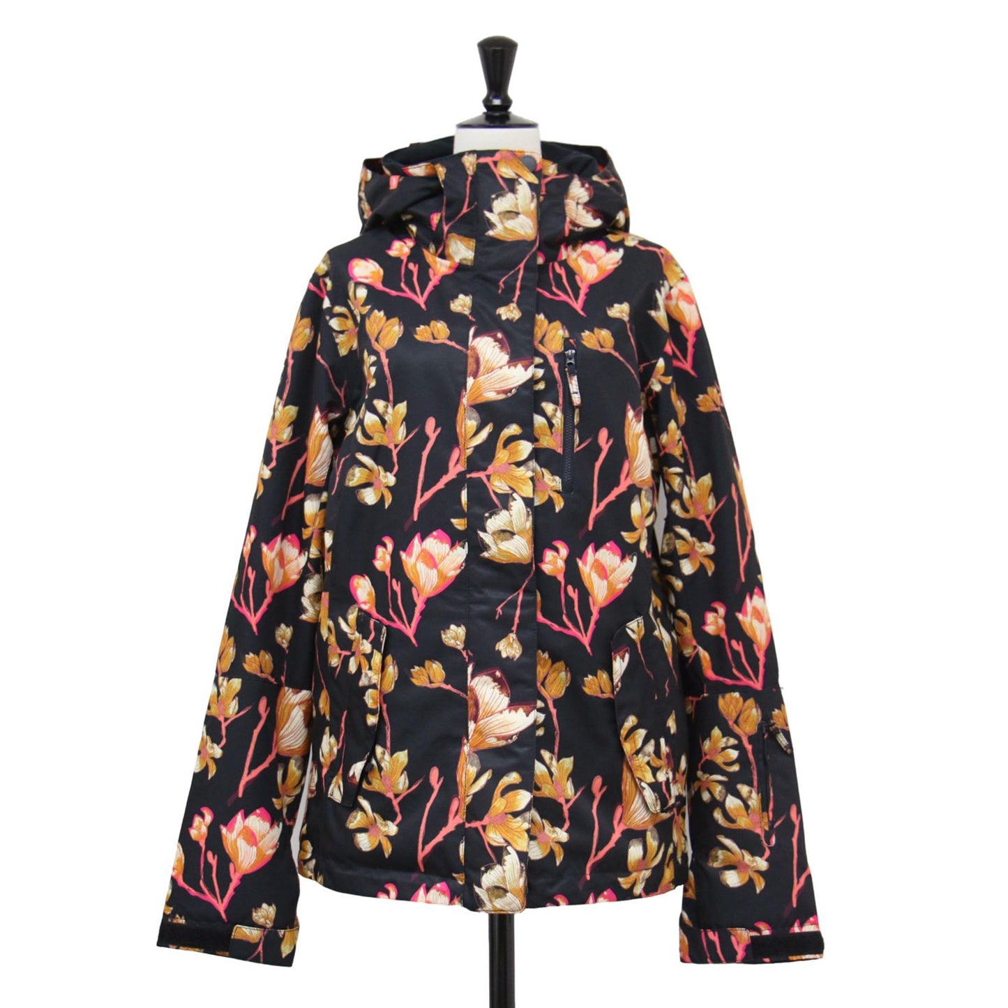 20秋冬 フード付き 総柄 スノージャケット / TORAH BRIGHT RX JETTY NP JK 長袖 ハイネック フラワープリント ロゴ 刺繍