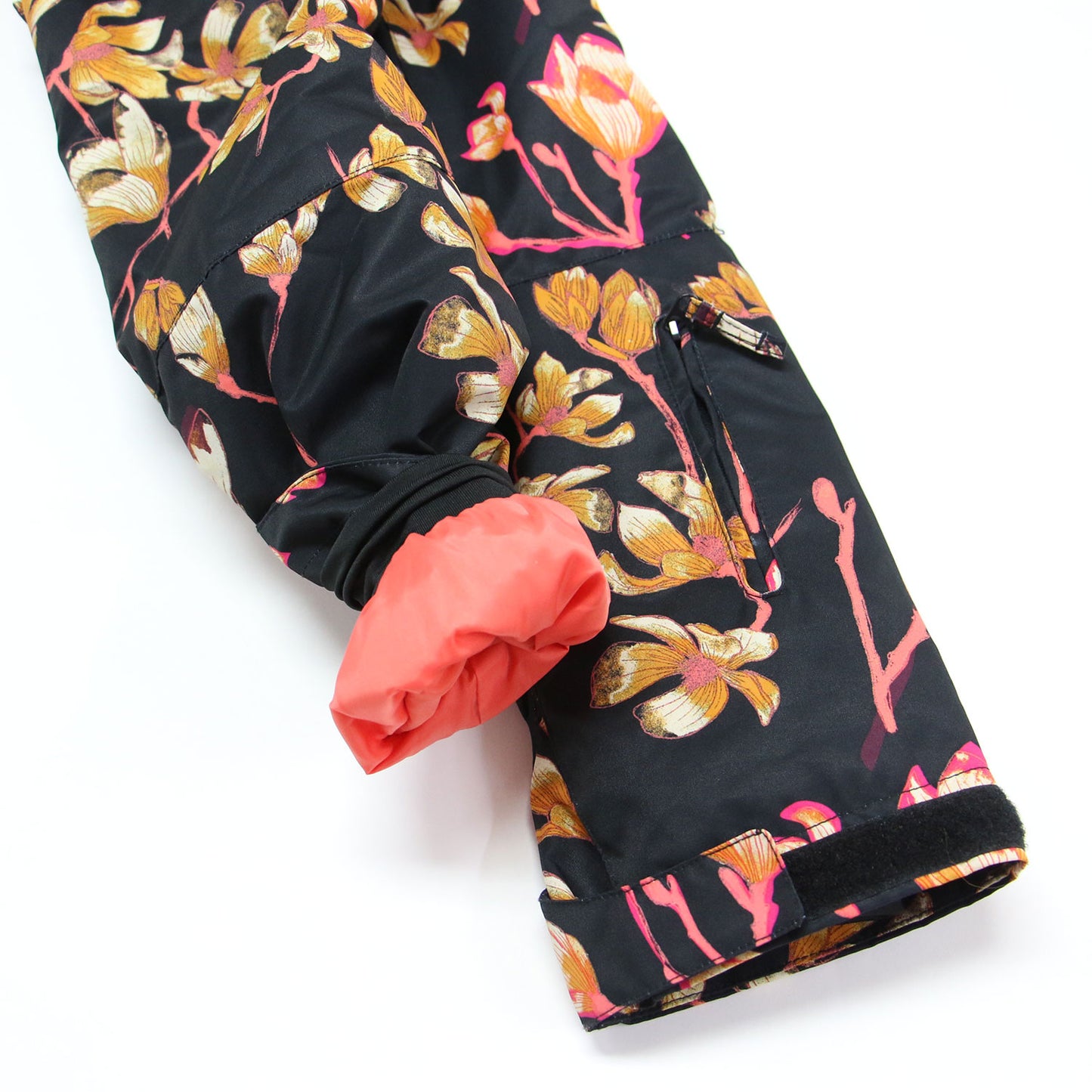 20秋冬 フード付き 総柄 スノージャケット / TORAH BRIGHT RX JETTY NP JK 長袖 ハイネック フラワープリント ロゴ 刺繍