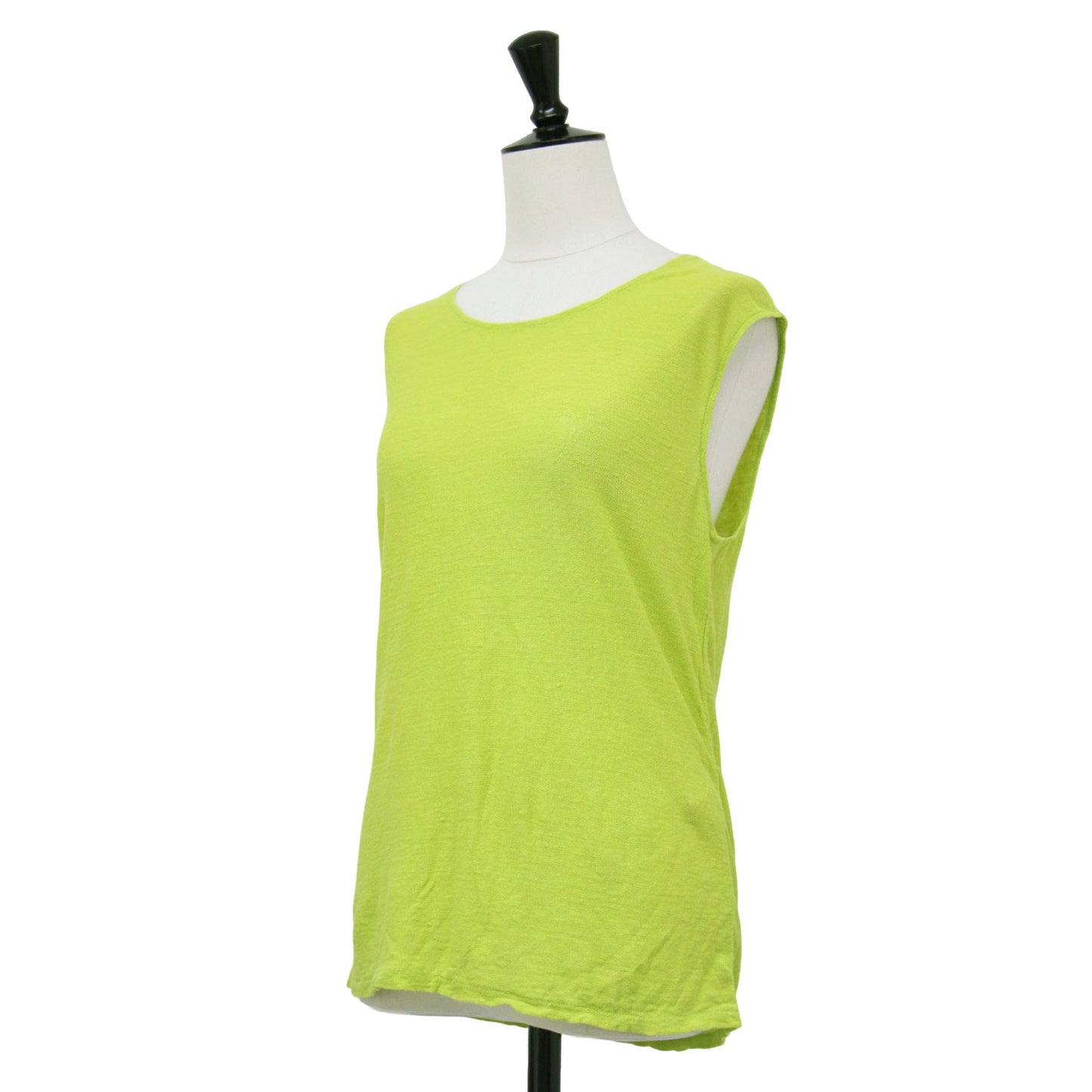 リネン コットン タンクトップ アンダーウェア / ニット プルオーバー ノースリーブ クルーネック