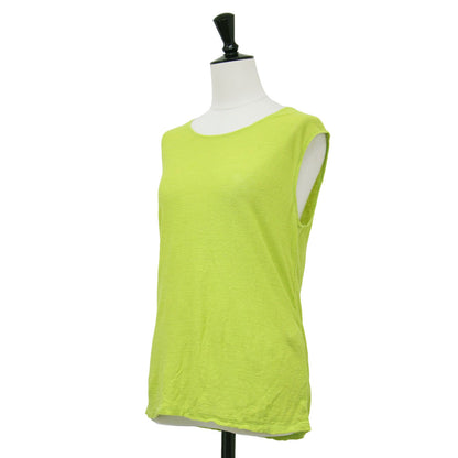 リネン コットン タンクトップ アンダーウェア / ニット プルオーバー ノースリーブ クルーネック