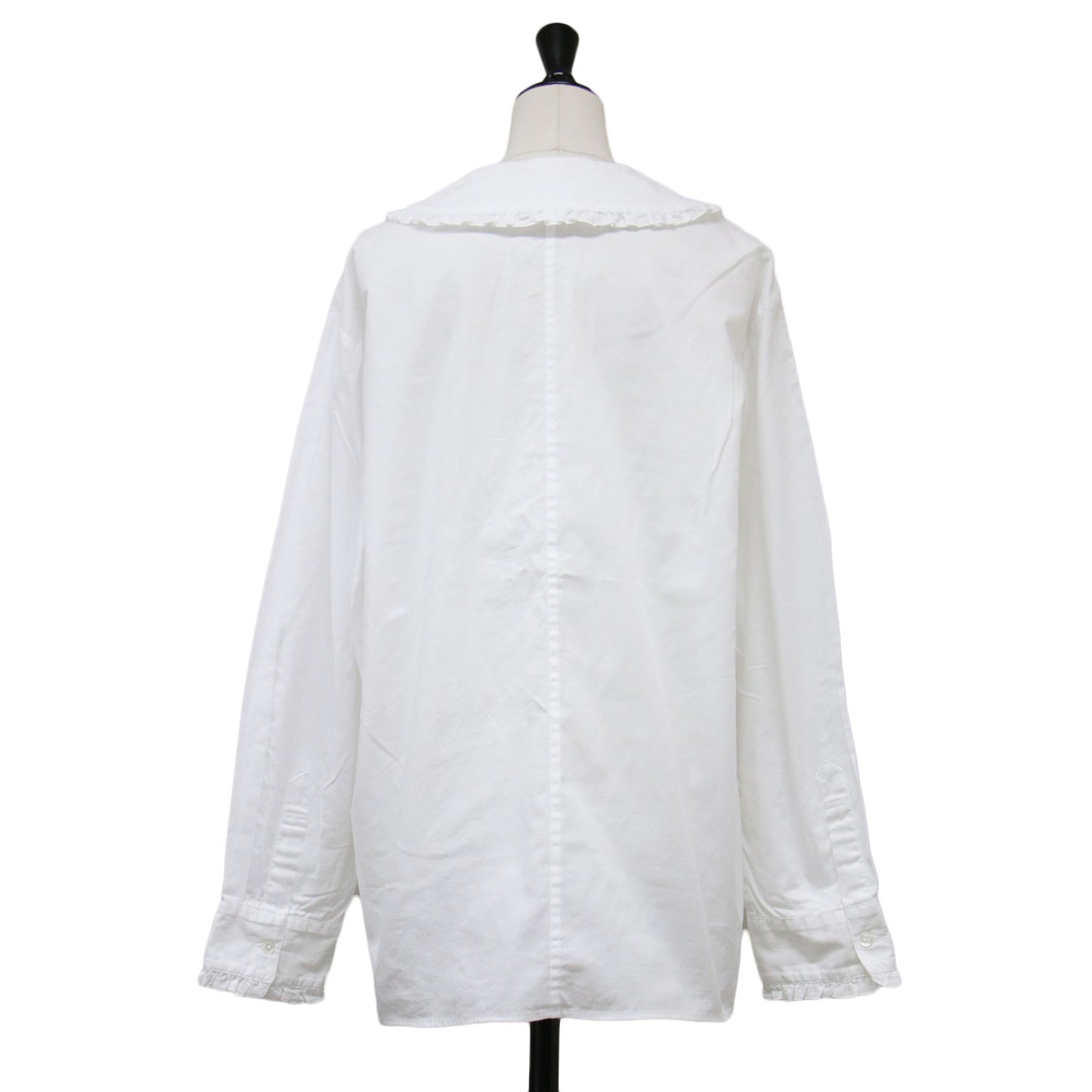 21秋冬 コットン フリル カラー シャツ / COTTON FRILL COLLAR SHIRT ブラウス 長袖 ボタンダウン 比翼ボタン ウォッシャブル