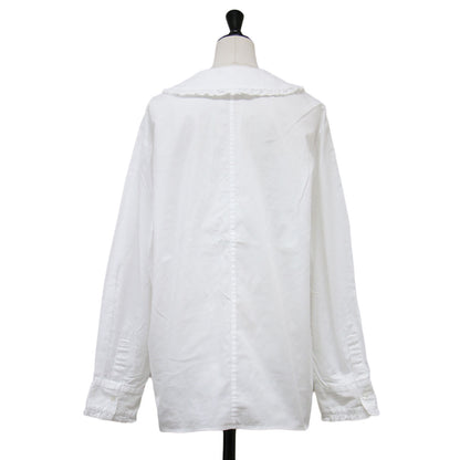 21秋冬 コットン フリル カラー シャツ / COTTON FRILL COLLAR SHIRT ブラウス 長袖 ボタンダウン 比翼ボタン ウォッシャブル