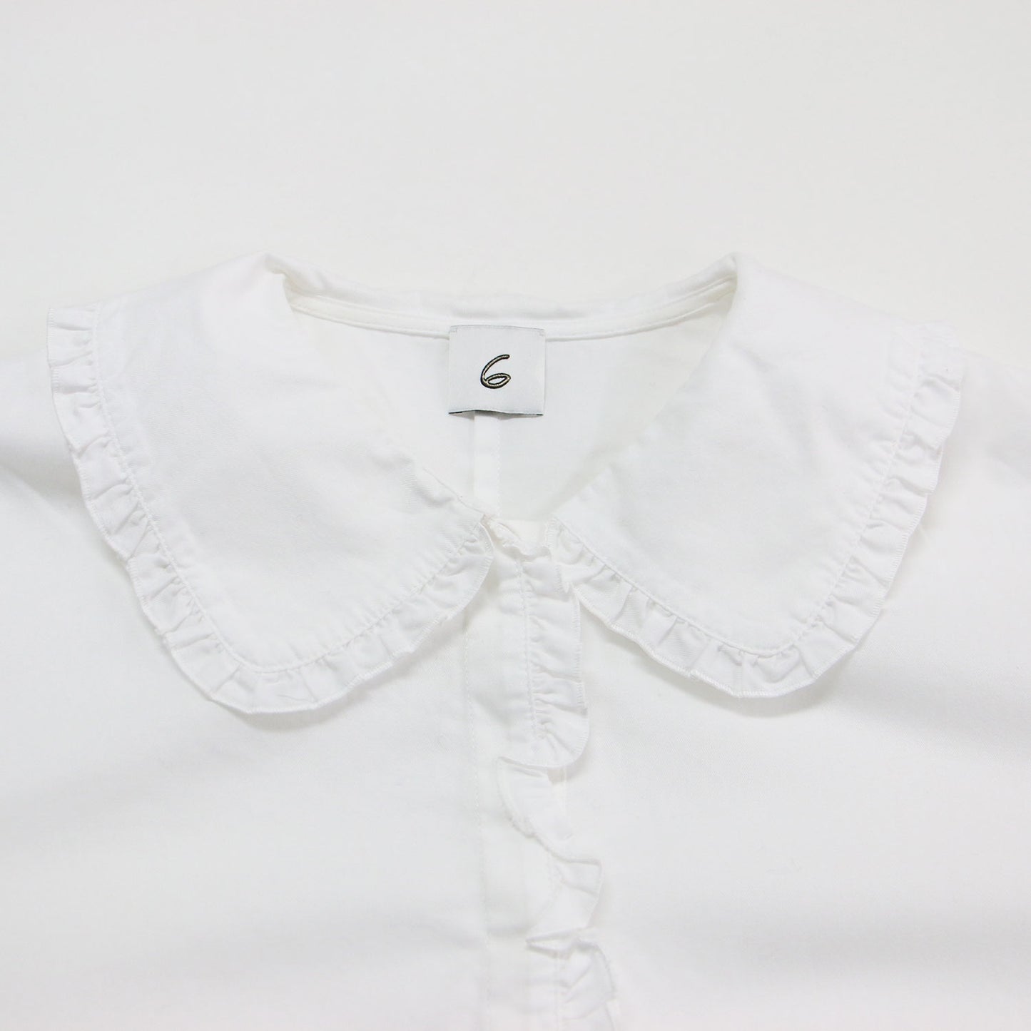 21秋冬 コットン フリル カラー シャツ / COTTON FRILL COLLAR SHIRT ブラウス 長袖 ボタンダウン 比翼ボタン ウォッシャブル