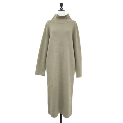 ハイネック ニットドレス / HIGH NECK KNIT DRESS ワンピース ラグランスリーブ 長袖 リブ Iライン ハイゲージ ウール