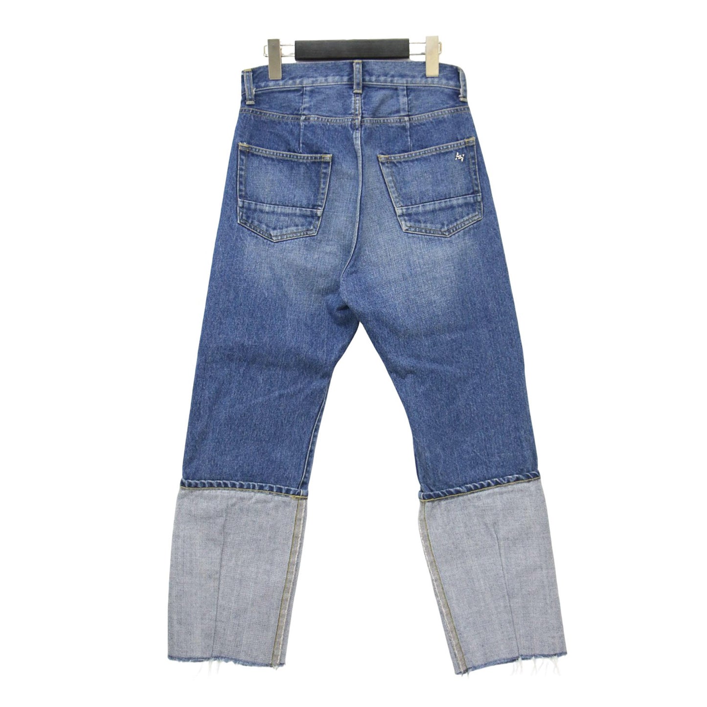 リメイク デニムパンツ / クロップド丈 ロールアップ カットオフ メタルパーツ ロゴ