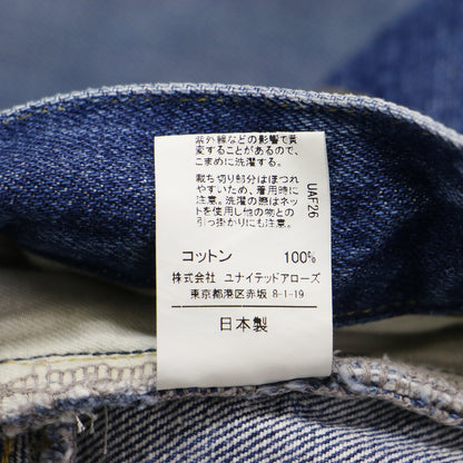 リメイク デニムパンツ / クロップド丈 ロールアップ カットオフ メタルパーツ ロゴ