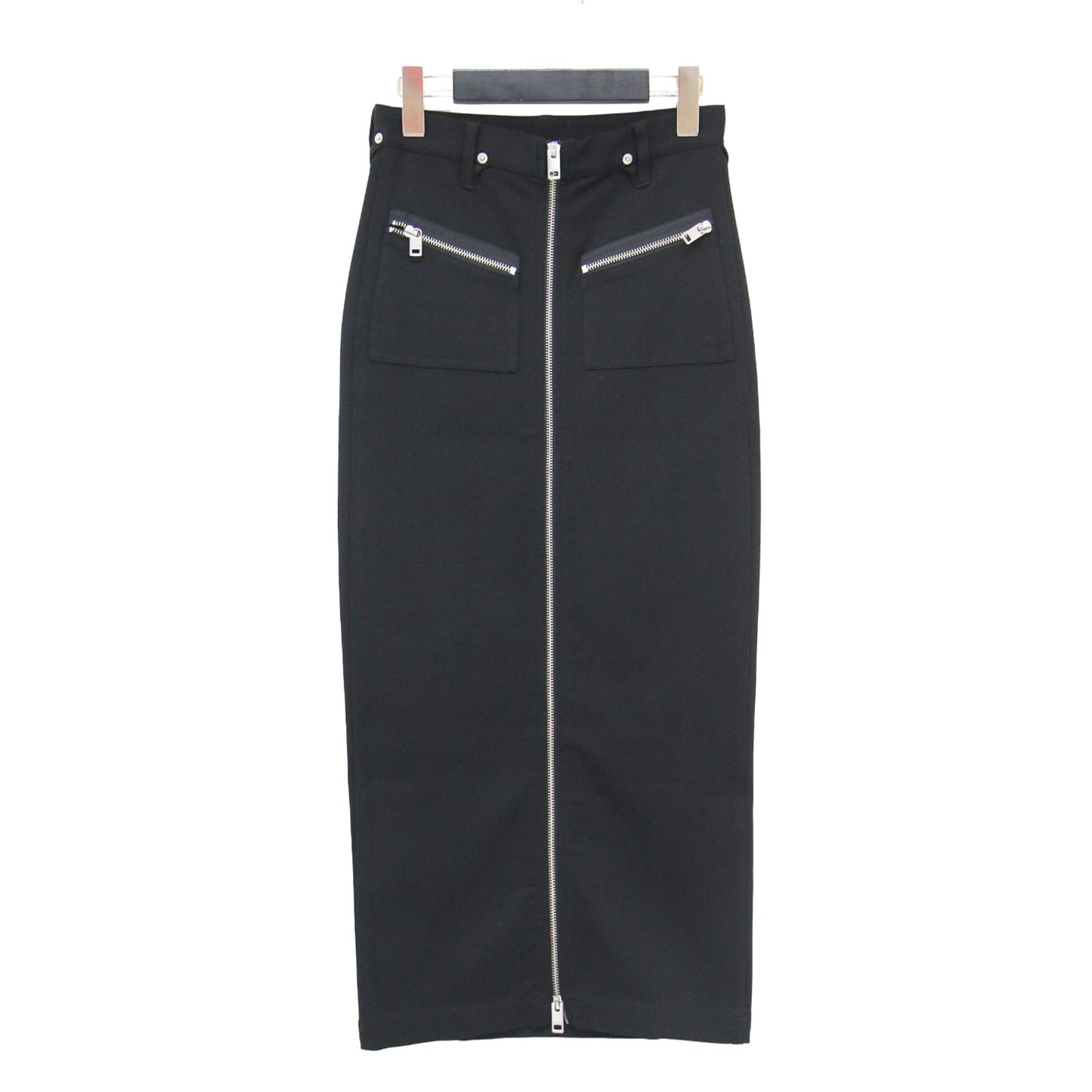 フロントジップ スリム タイトスカート / ペンシルスカート ロング丈 ストレート ストレッチ