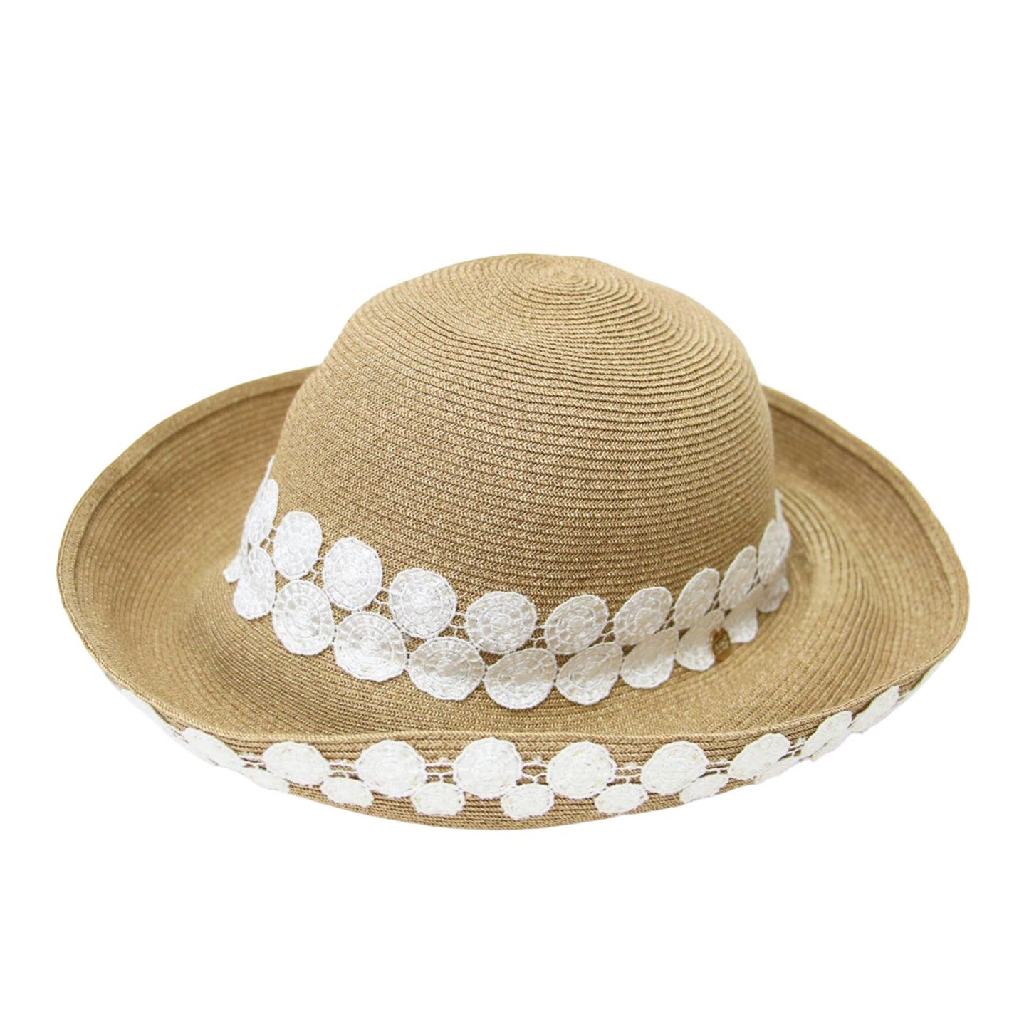 刺繍 レース ラフィアハット / 麦わら帽子 メタルチャーム