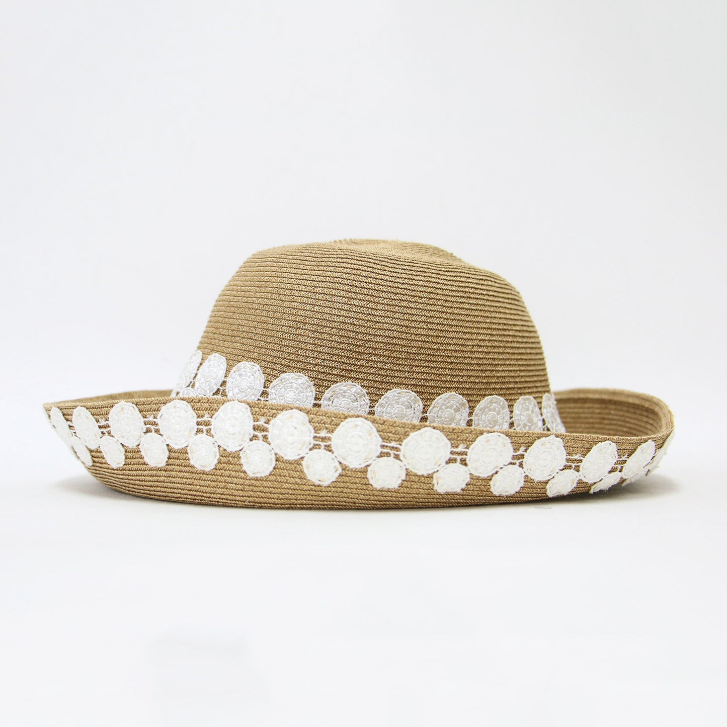 刺繍 レース ラフィアハット / 麦わら帽子 メタルチャーム