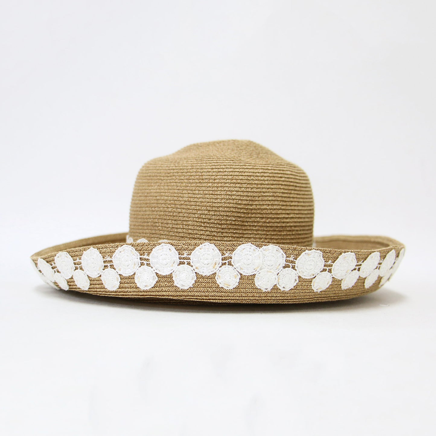 刺繍 レース ラフィアハット / 麦わら帽子 メタルチャーム
