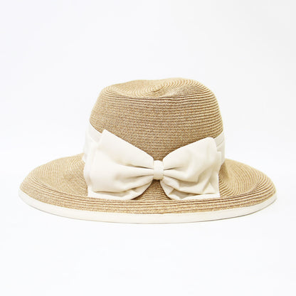 つば広 ストローハット / 帽子 リボン ラフィア