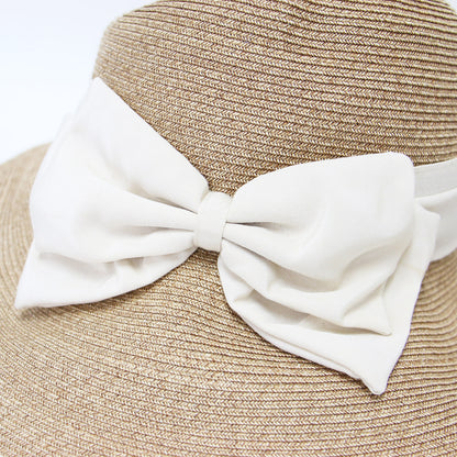 つば広 ストローハット / 帽子 リボン ラフィア