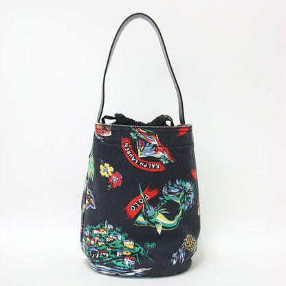 アロハ柄 キャンバス バケツバッグ / ハンドバッグ トート 巾着 総柄 肩掛け レザー