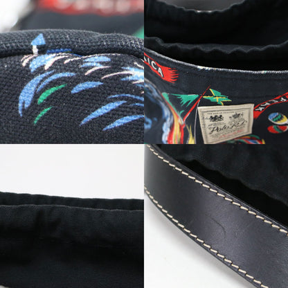 アロハ柄 キャンバス バケツバッグ / ハンドバッグ トート 巾着 総柄 肩掛け レザー