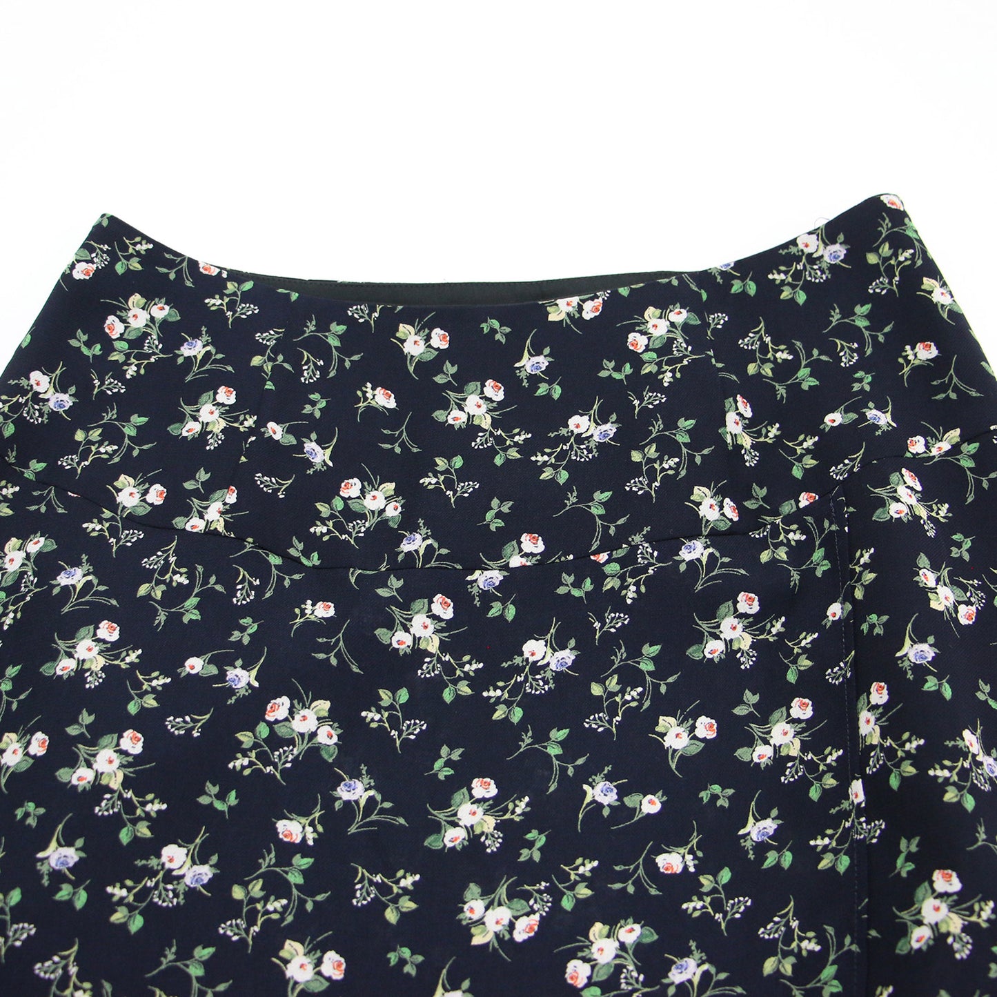 スプリングガーデン ラップ風 フレアスカート / ミモレ丈 Aライン 花柄 スリット