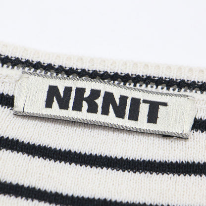 23春夏 ボーダー ハート ショートスリーブ ミニ カットソー / paper mix pattern knit T-shirt mini ニット クルーネック ショート丈