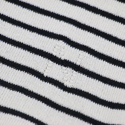 23春夏 ボーダー ハート ショートスリーブ ミニ カットソー / paper mix pattern knit T-shirt mini ニット クルーネック ショート丈