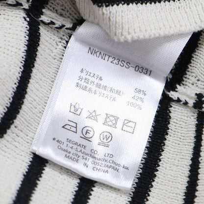 23春夏 ボーダー ハート ショートスリーブ ミニ カットソー / paper mix pattern knit T-shirt mini ニット クルーネック ショート丈