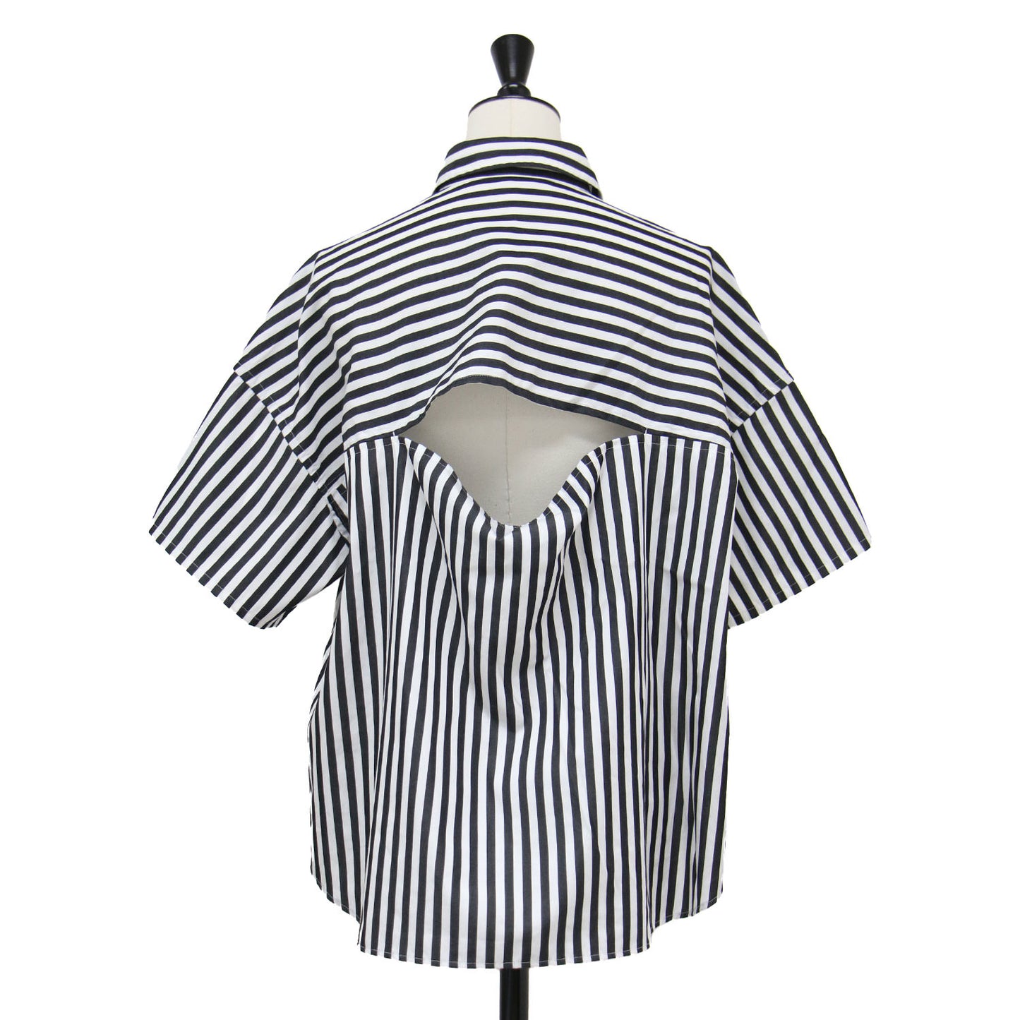 24春夏 タイプライター バック 開き シャツ / ブラウス 半袖 スリット ストライプ