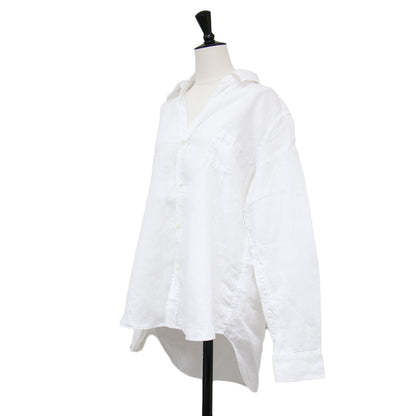 24春夏 リネン シャツ / LINEN ワイド 長袖 ボタンダウン ウォッシャブル