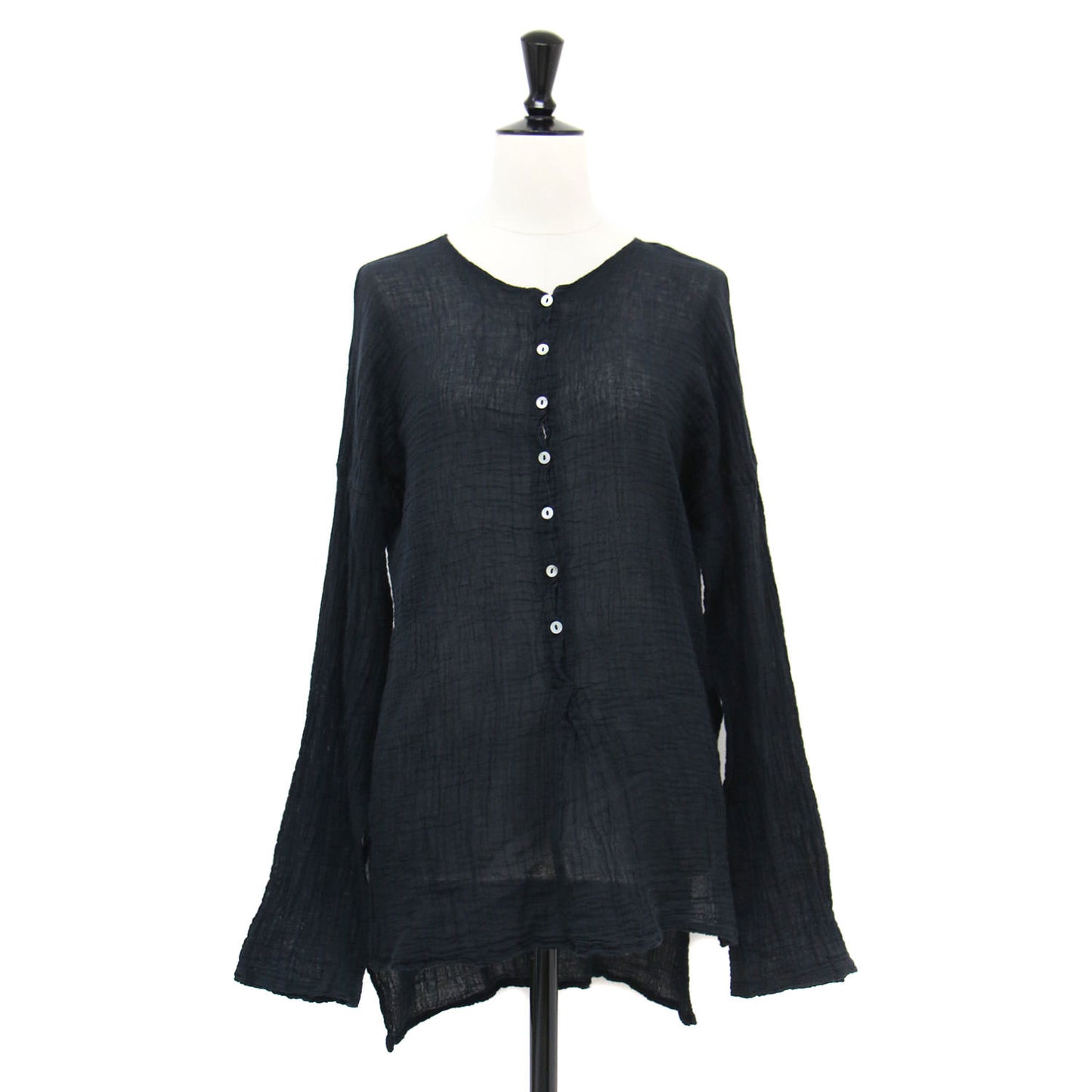 × LES ATELIERS FRANCAIS DE CONFECTION 別注 23春夏 ヘンリーネック シャツ / SP HENLY NECK L/SL ブラウス 長袖 シェルボタン コットン