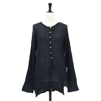 × LES ATELIERS FRANCAIS DE CONFECTION 別注 23春夏 ヘンリーネック シャツ / SP HENLY NECK L/SL ブラウス 長袖 シェルボタン コットン