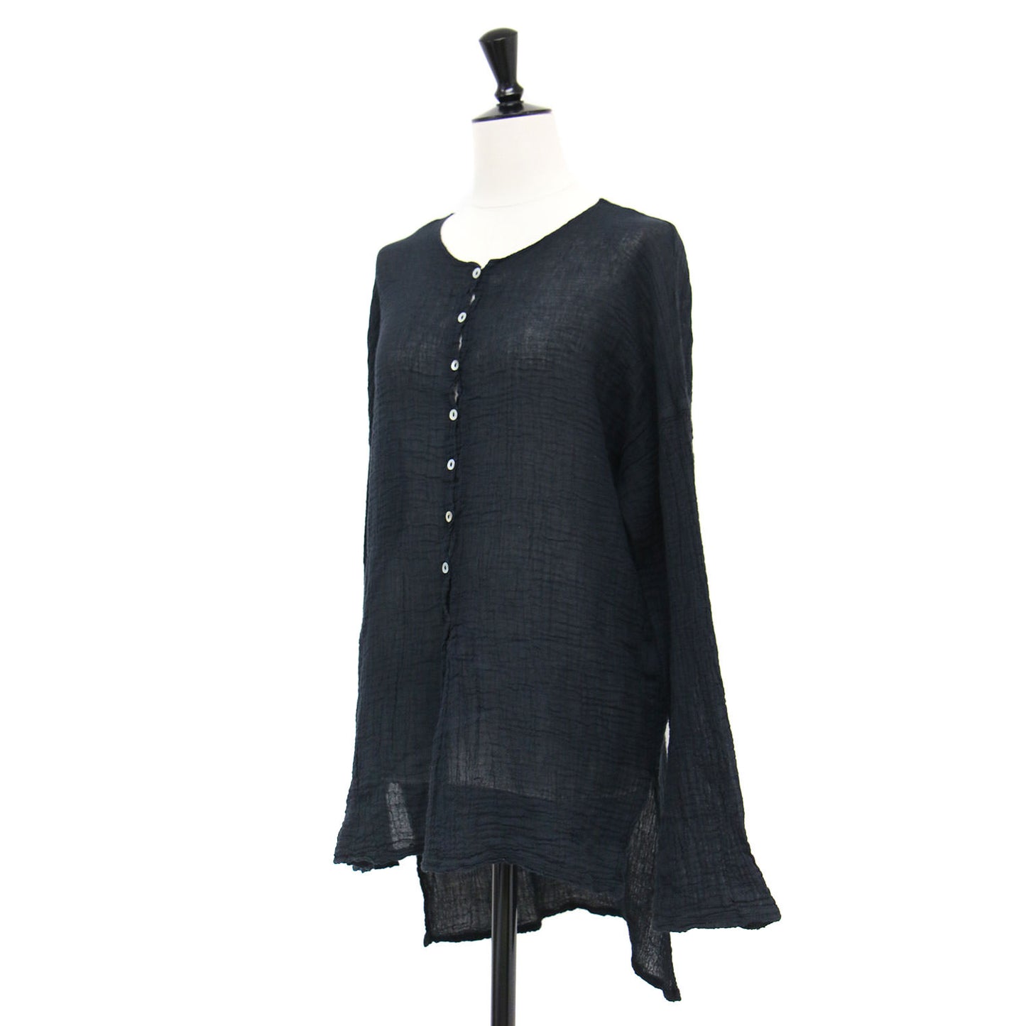 × LES ATELIERS FRANCAIS DE CONFECTION 別注 23春夏 ヘンリーネック シャツ / SP HENLY NECK L/SL ブラウス 長袖 シェルボタン コットン