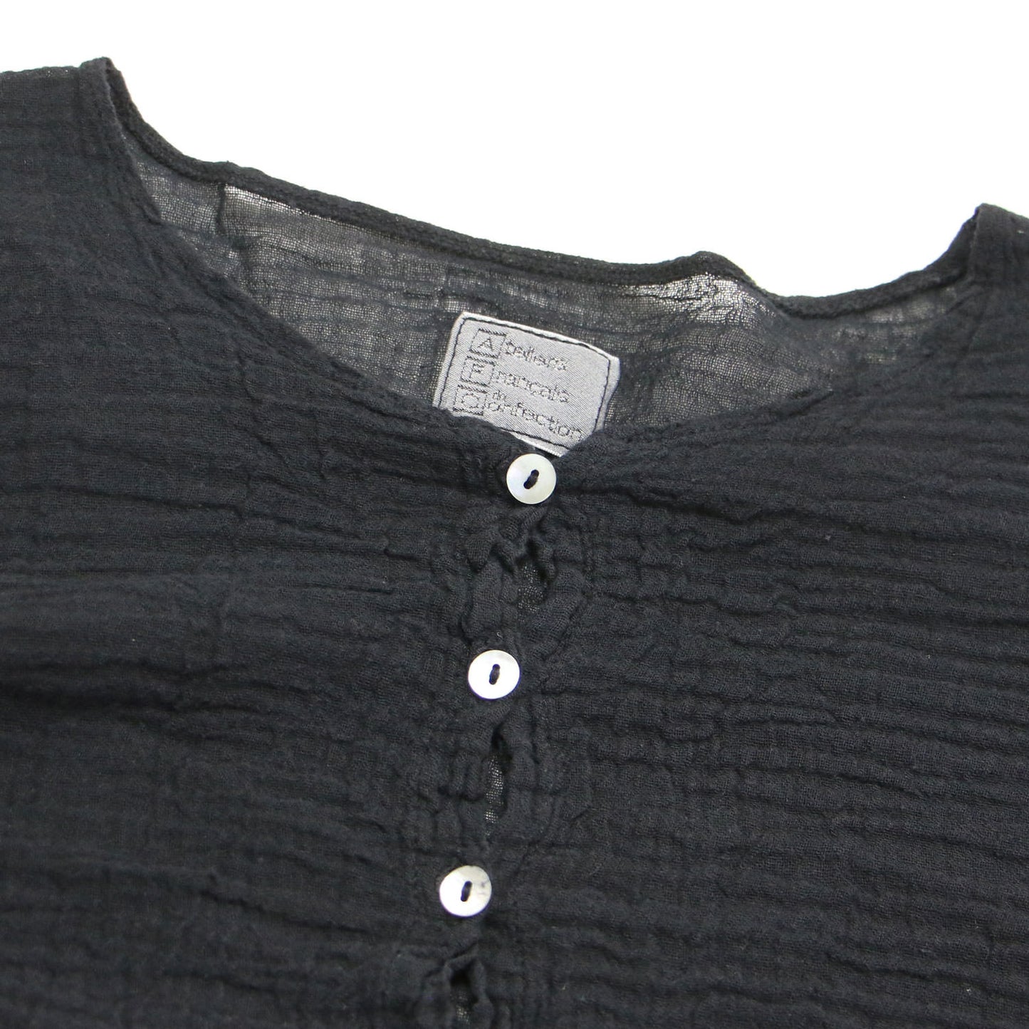 × LES ATELIERS FRANCAIS DE CONFECTION 別注 23春夏 ヘンリーネック シャツ / SP HENLY NECK L/SL ブラウス 長袖 シェルボタン コットン