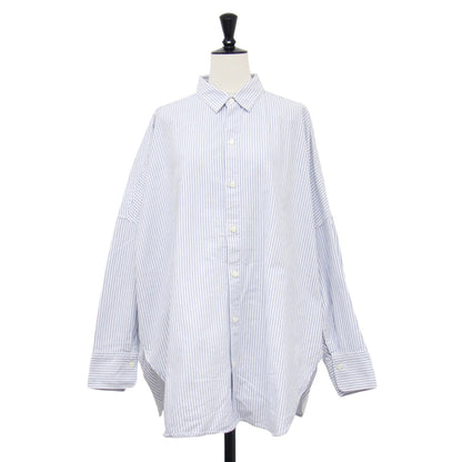 オックスフォード シャツ/ Light Oxford Long 長袖 チュニック丈 オーバーサイズ ストライプ スリット ワンウォッシュ加工