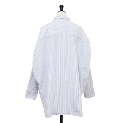オックスフォード シャツ/ Light Oxford Long 長袖 チュニック丈 オーバーサイズ ストライプ スリット ワンウォッシュ加工