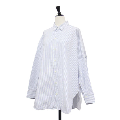 オックスフォード シャツ/ Light Oxford Long 長袖 チュニック丈 オーバーサイズ ストライプ スリット ワンウォッシュ加工