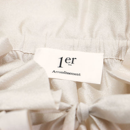 24春夏 ワッシャー サテン フリルカラー ブラウス / シャツ 長袖 ギャザースリーブ チュニック丈 スリット