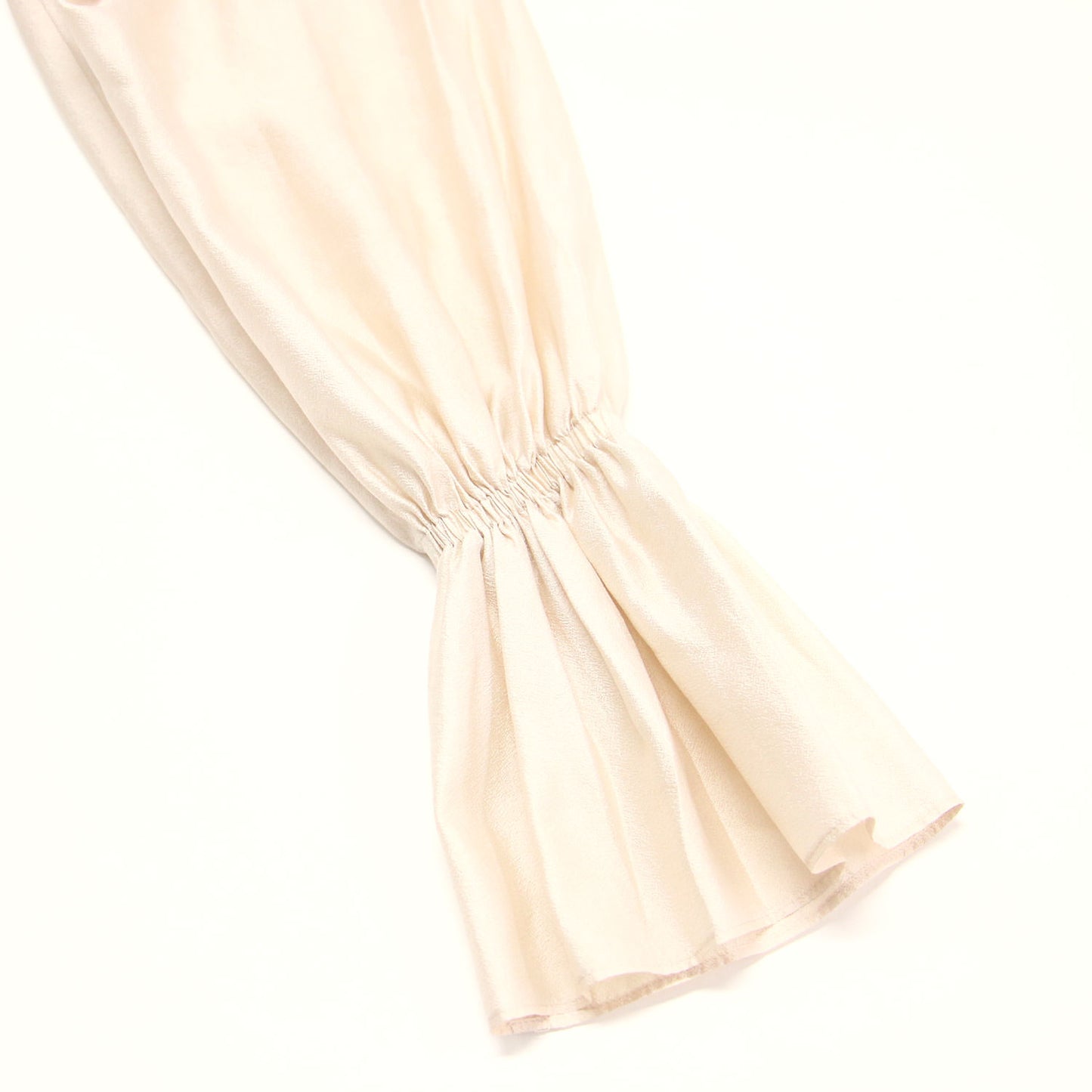 24春夏 ワッシャー サテン フリルカラー ブラウス / シャツ 長袖 ギャザースリーブ チュニック丈 スリット