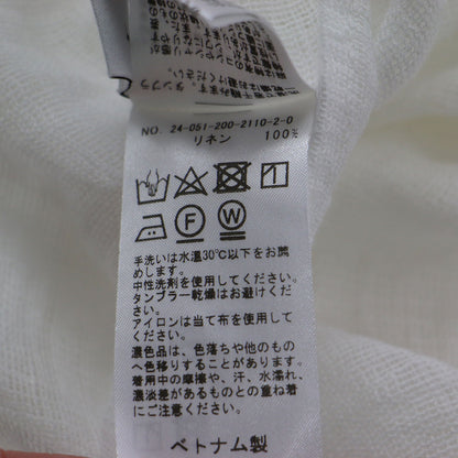 24春夏 メッシュリネンルーズプルオーバー / シャツ Vネック 長袖 ドロップショルダー 透かし編み サイドスリット ウォッシャブル