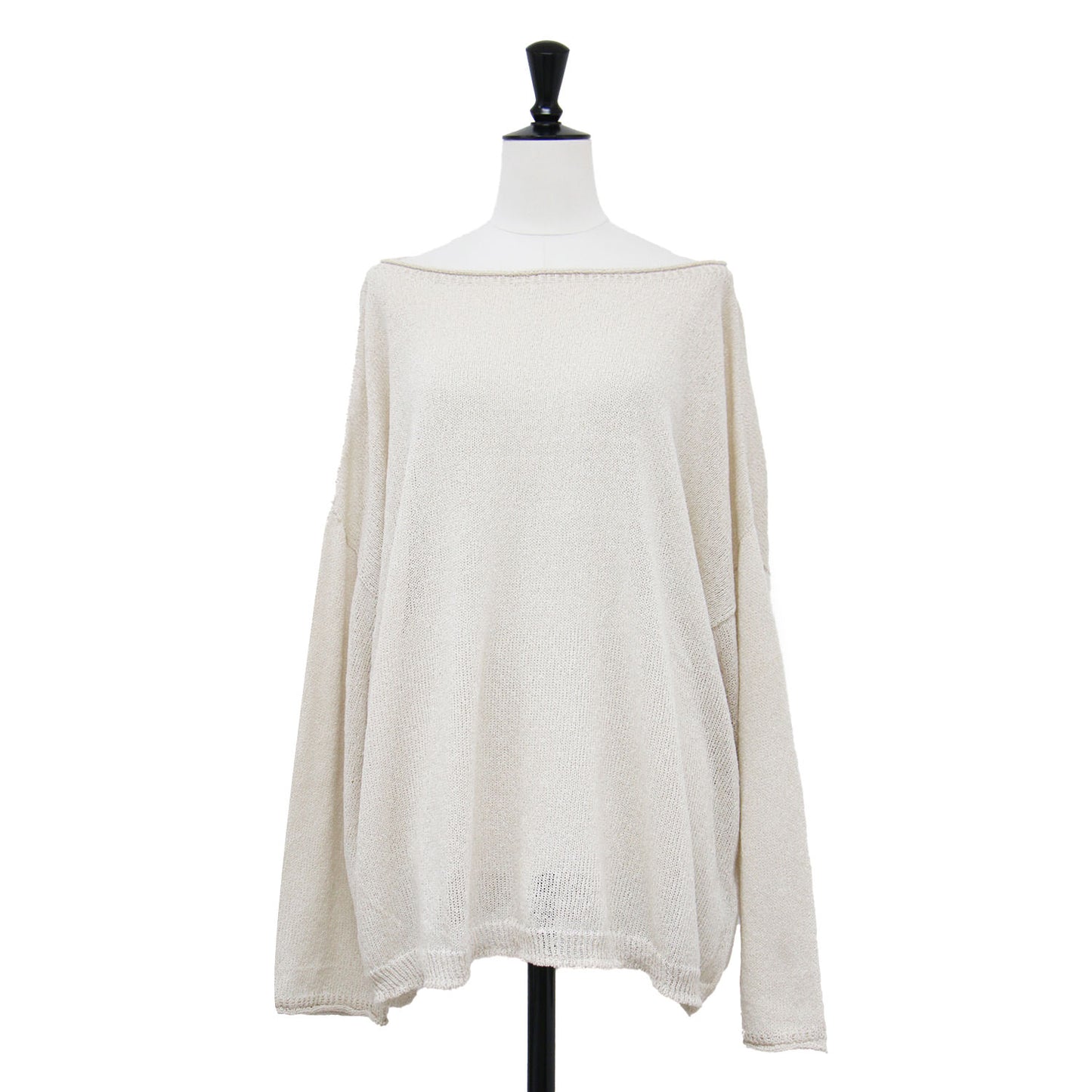 24春夏 ウォッシャブル ニュアンス ワイド プルオーバー / ニット 長袖 チュニック丈 ボートネック