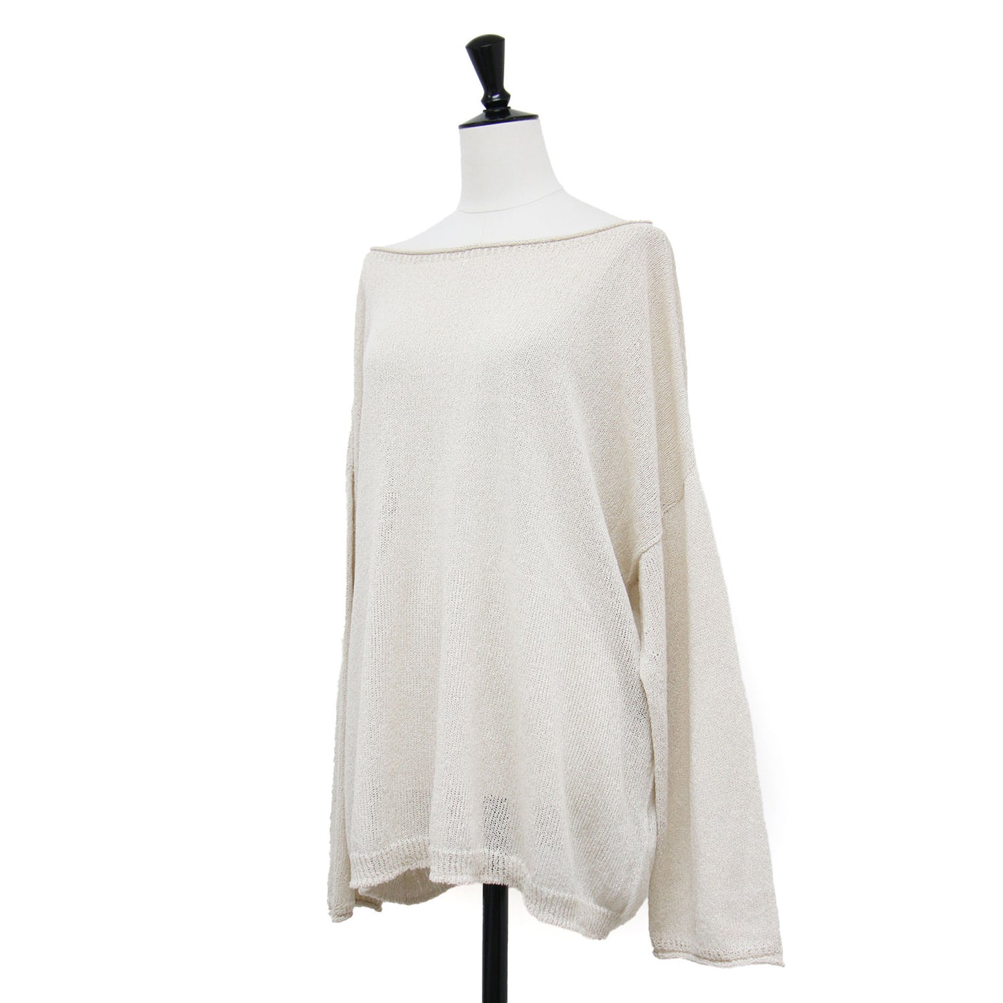 24春夏 ウォッシャブル ニュアンス ワイド プルオーバー / ニット 長袖 チュニック丈 ボートネック