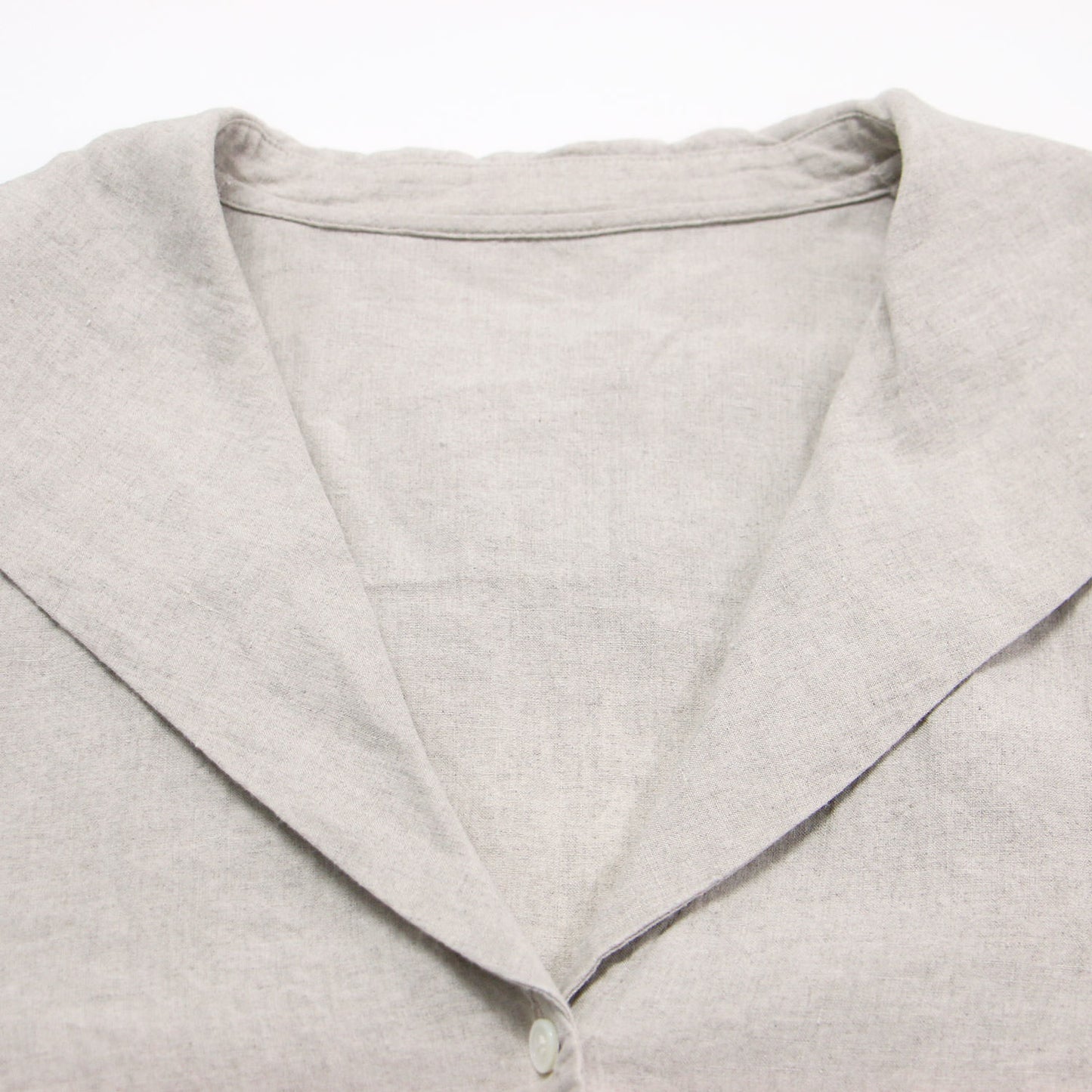 21春夏 セーラーカラーブラウス / シャツ 長袖 チュニック丈 Vネック スリット リネン