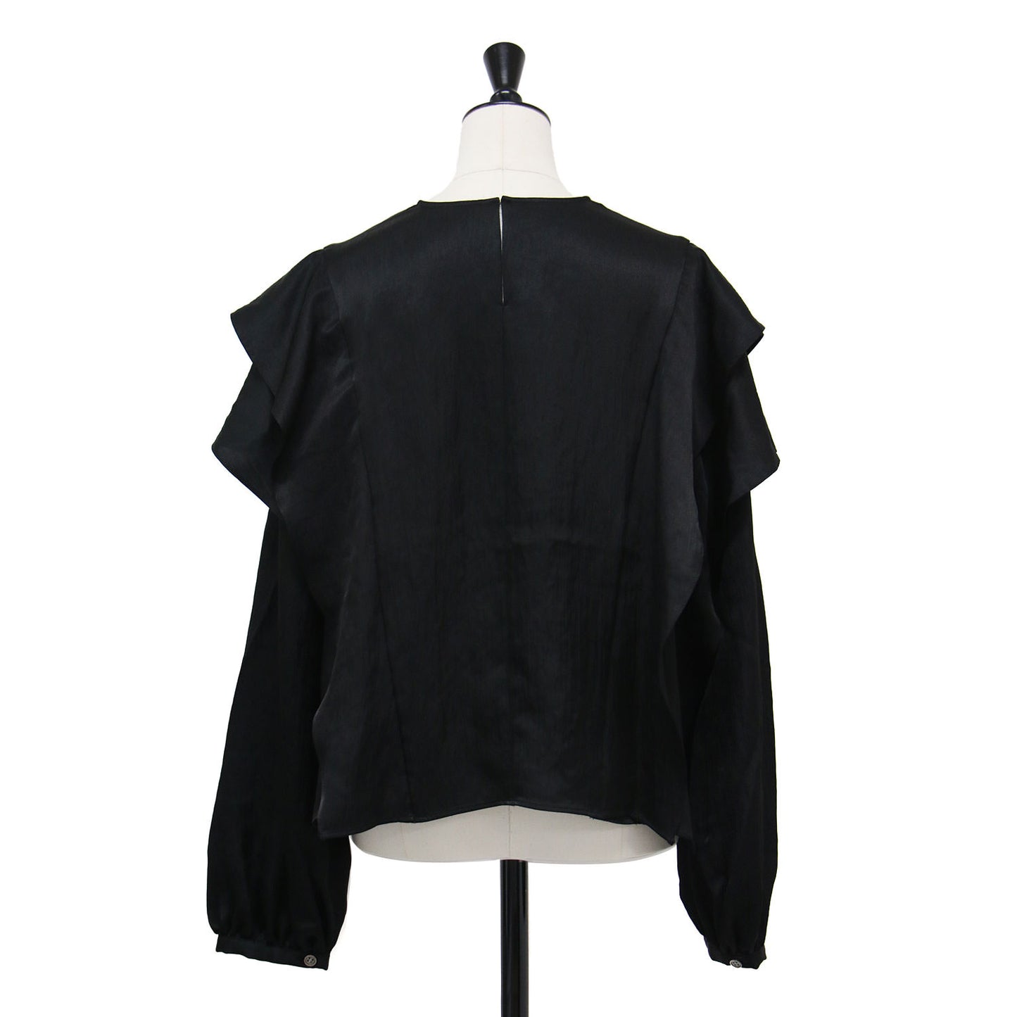 25春夏 シボサテン レイヤースリーブ ブラウス / プルオーバー 長袖 ボリュームスリーブ Vネック フリル